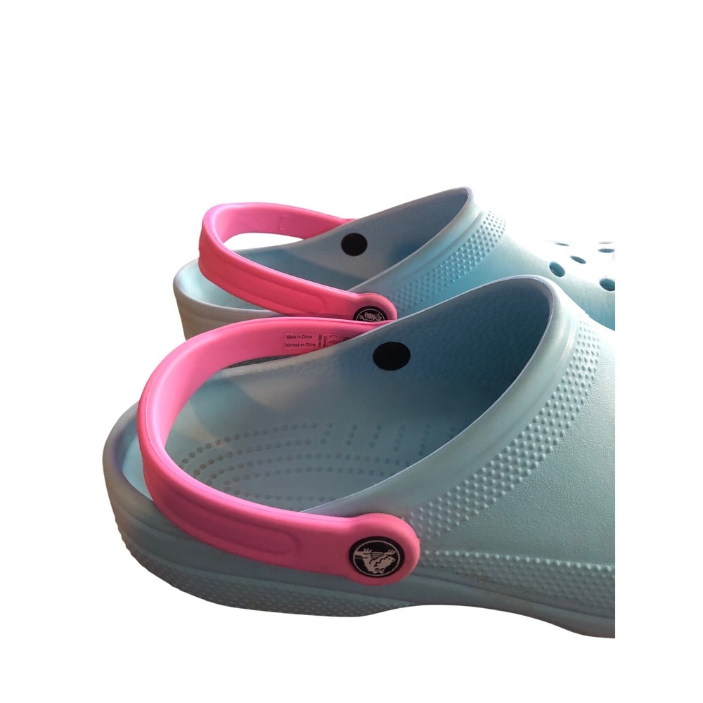 Crocs Classic Clogs Light Blue Pink Mens 10 Womens 12 Two Tone Slip On Shoes - Picture 6 of 6